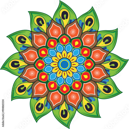 This is simple and vector colorful mandala background and it is editable.