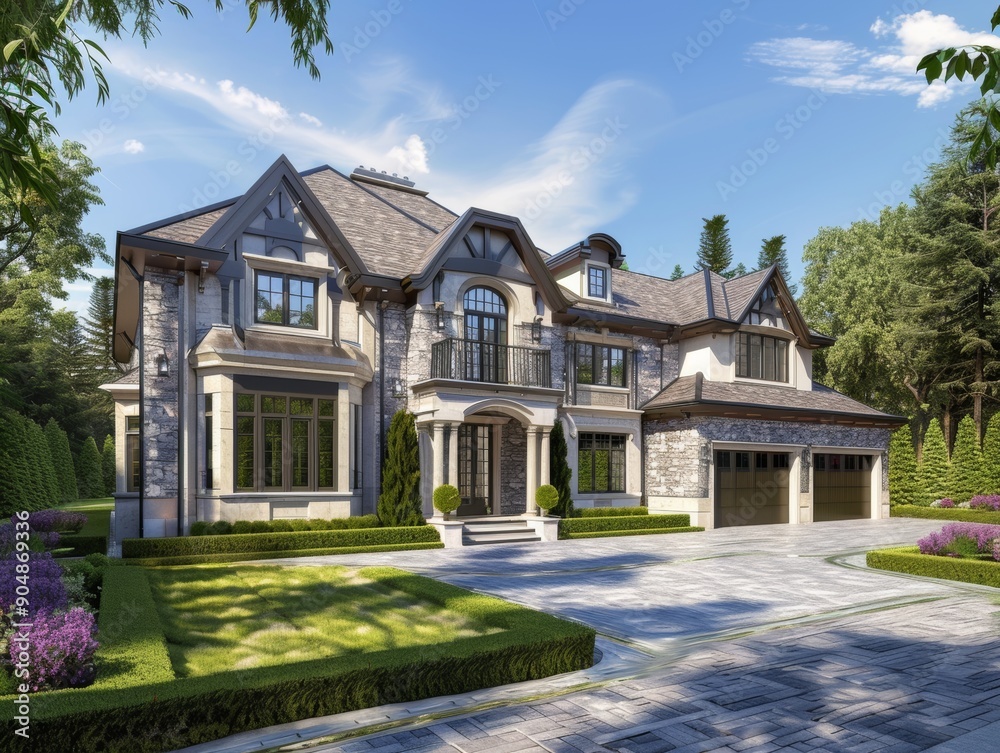 Newly constructed high end residence photography shot of 3d rendered luxury house Newly constructed high end residence photography shot of 3d rendered luxury house
