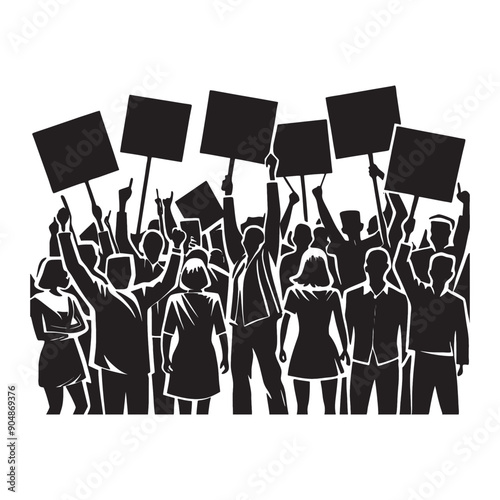 A group of people are protesting with placard in hand