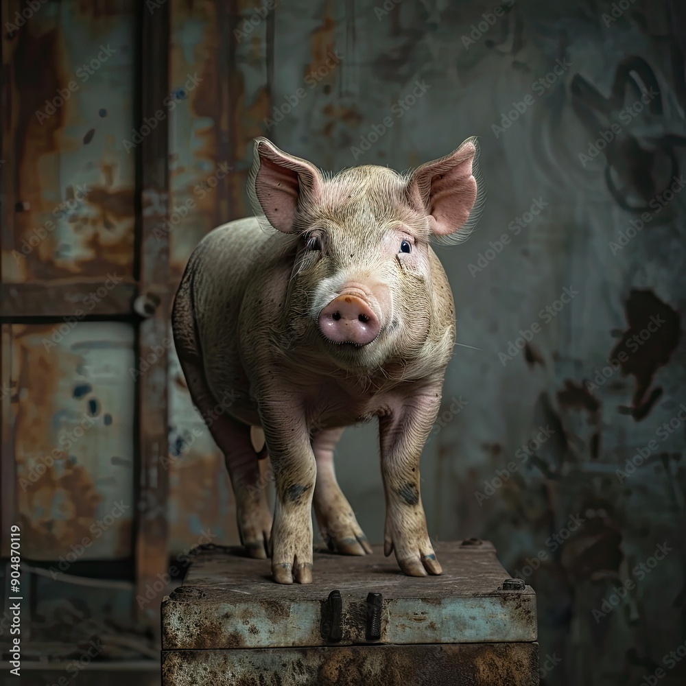 pig isolated on metal background pig isolated on metal background