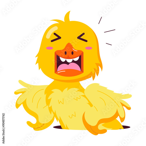 Comic style sticker of crying duck 

