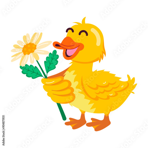 A flat style sticker of duck flower 

