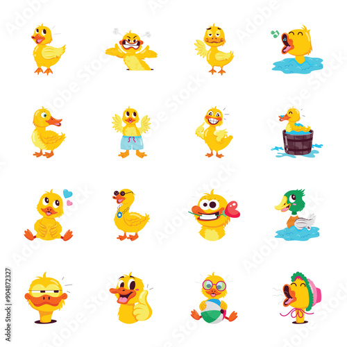 Basic RCollection of Cute Duck Cartoon Flat Stickers 

GB