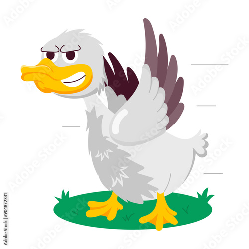 A flat style sticker of angry fowl 

