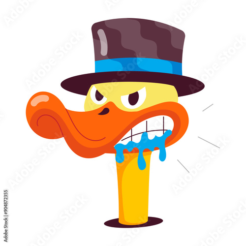 A flat style sticker of duck cap 

