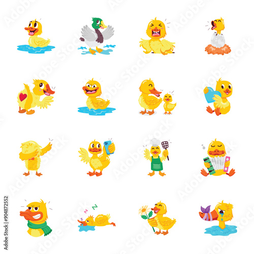 Basic Pack of Cute Duckling Flat Stickers 

RGB