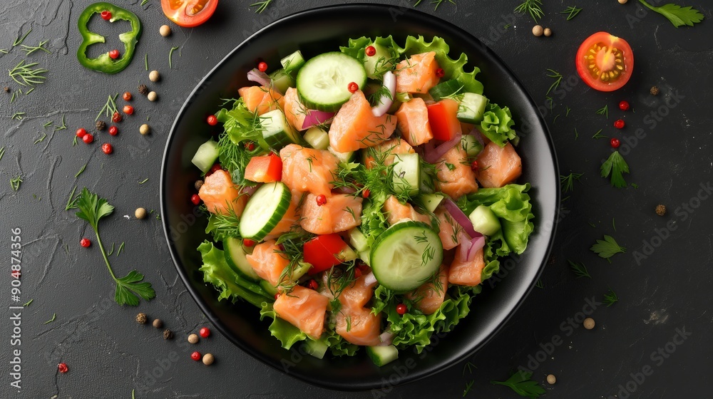 a bowl of salmon salad a bowl of salmon salad