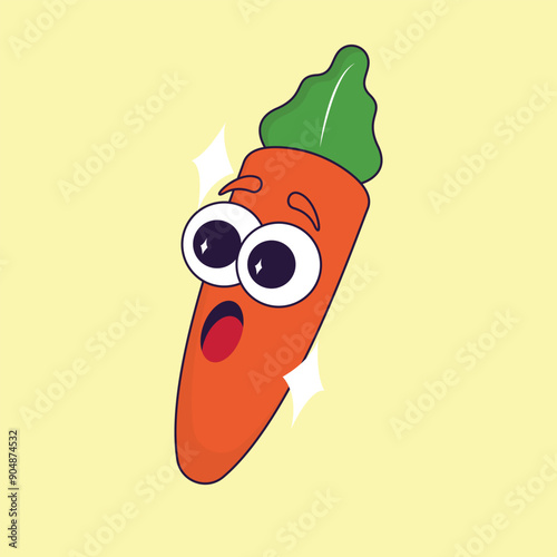 simple colorful carrot mascot icon illustration