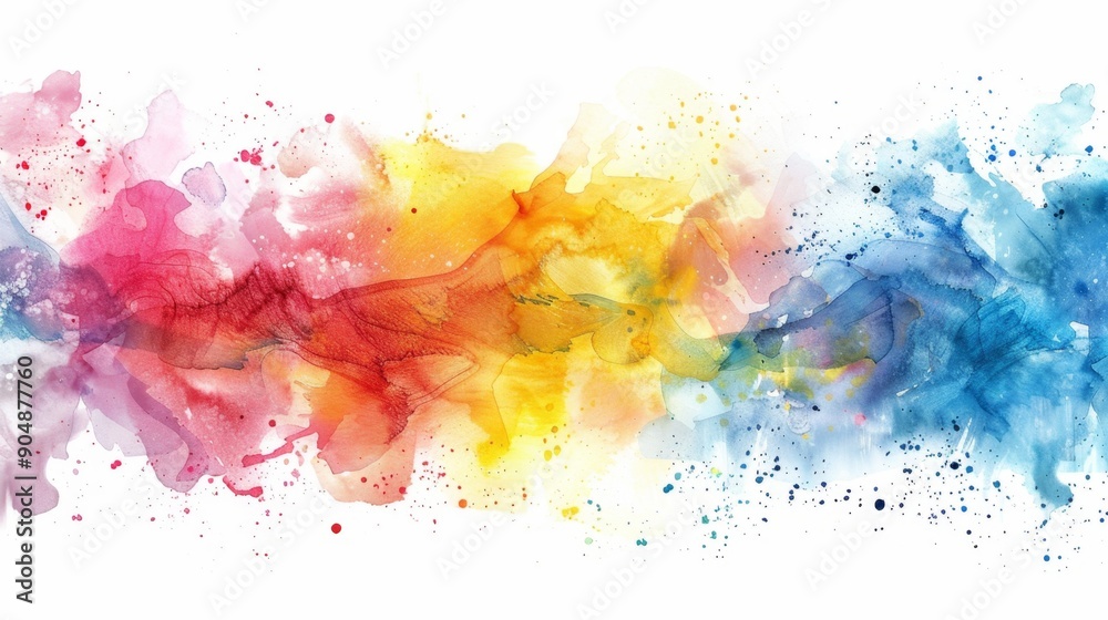 Vibrant Watercolor Splash in Red, Yellow, and Blue Hues Vibrant Watercolor Splash in Red, Yellow, and Blue Hues