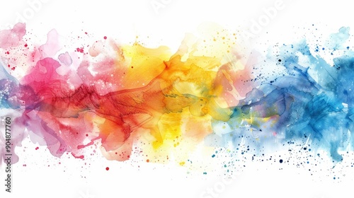 Vibrant Watercolor Splash in Red, Yellow, and Blue Hues