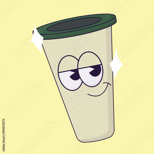 simple colorful coffee mascot icon illustration