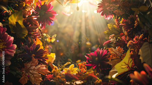 Craft an enchanting Autumn Equinox background with ample copy space, perfect for highlighting your seasonal messages and celebrating the beauty of fall