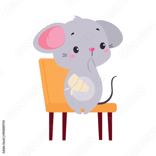 Mouse Animal Patient with Bandaged Paw in Hospital Vector Illustration