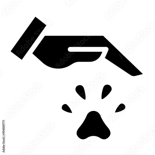Animal Paw and Human Hand Icon. Animal Donation and care concept. Adoption of Pets, Shelter, Charity Icon.