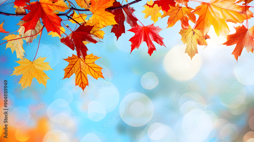 vibrant autumn maple leaves on a tree branch background,generative ai vibrant autumn maple leaves on a tree branch background,generative ai