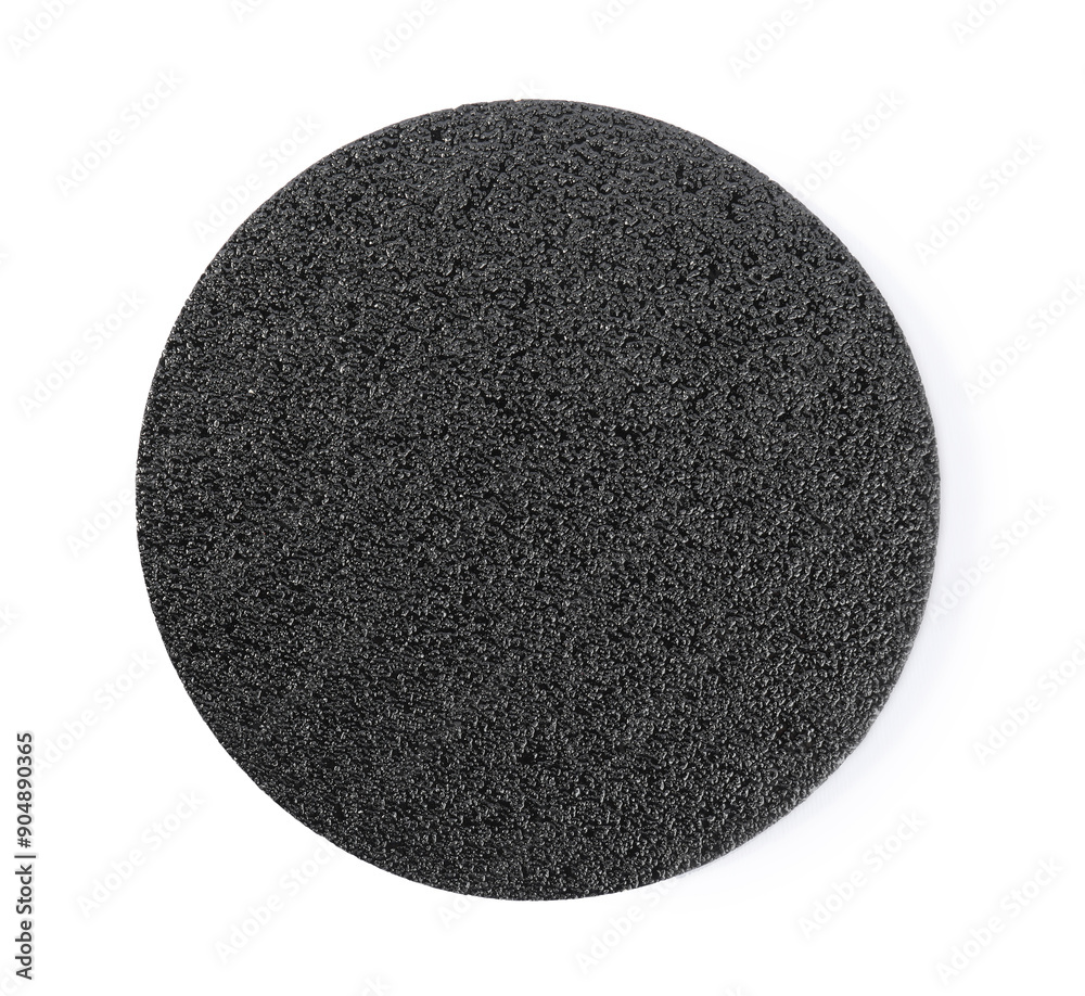 Coarse sandpaper disk isolated on white, top view Coarse sandpaper disk isolated on white, top view