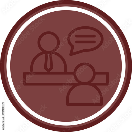 User Interview Vector Line Double Circle Maroon