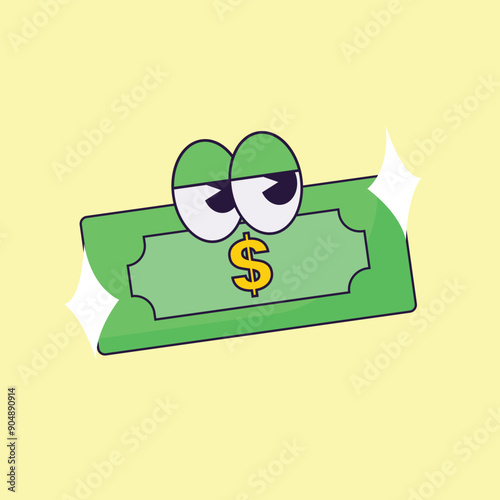 simple colorful money mascot icon illustration