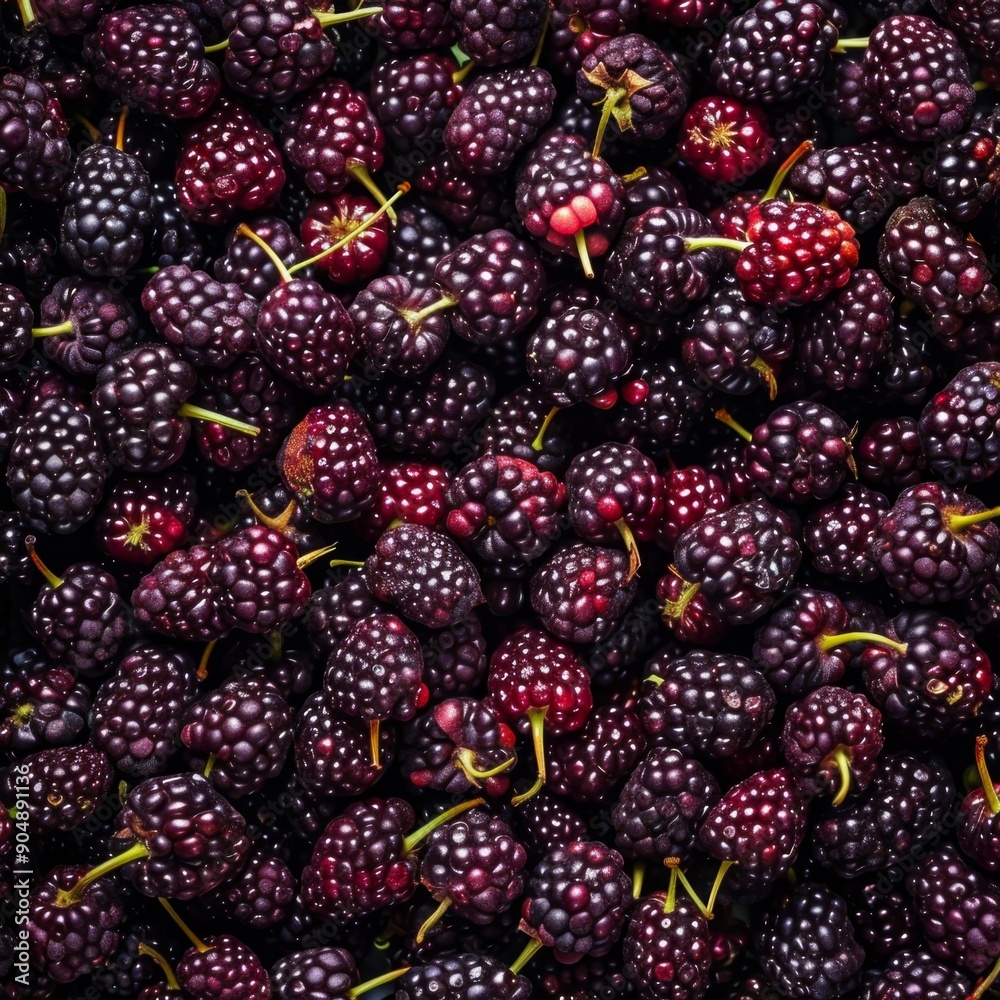 Morus texture background, mulberries fruits pattern, many mul berries mockup, berries banner, black berry