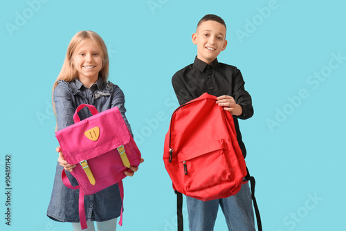 Cute pupils with backpacks ...
