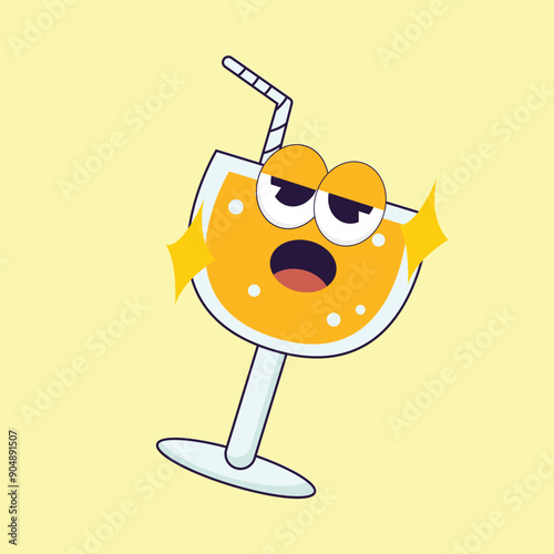 simple colorful drink mascot icon illustration