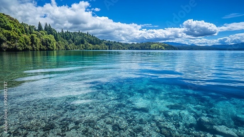 Crystal-clear waters of Lake Taupo photo