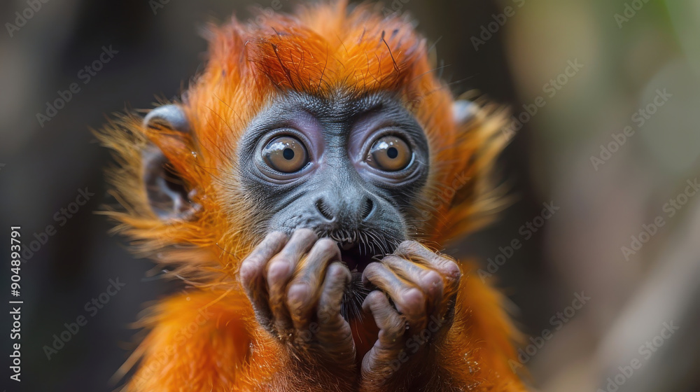 Portrait of Red-Shanked Douc Langur in Natural Habitat Portrait of Red-Shanked Douc Langur in Natural Habitat