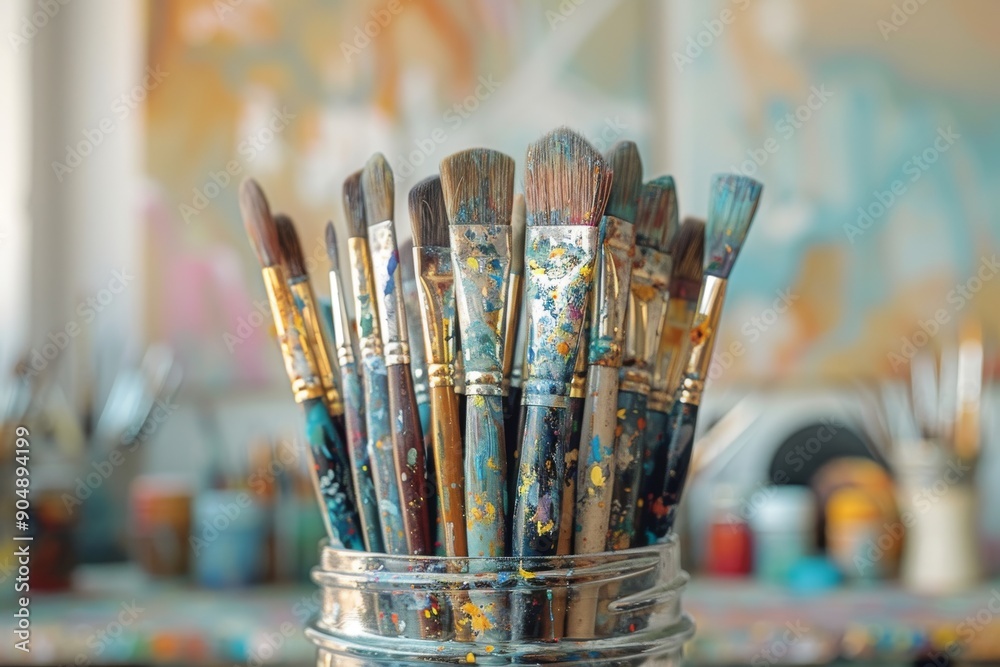 Fototapeta premium Various professional paint brushes