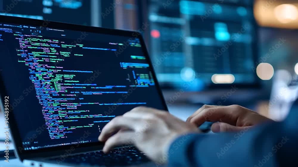 Data Science and Engineering - Computer Programmer Using Laptop Analyzing Big Data and Cloud Computing, Database Management, Algorithm and AI Deep Learning