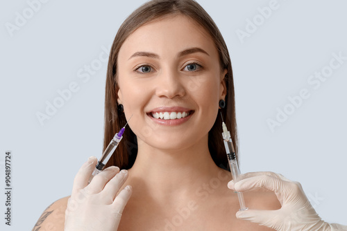 Beautiful woman receiving i...