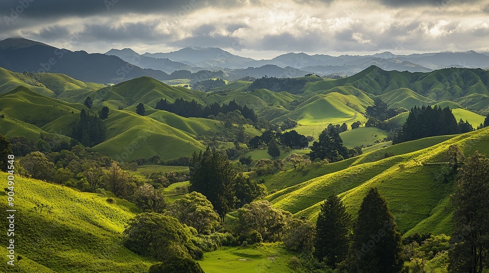 Obraz premium Lush green valleys of the Wairarapa