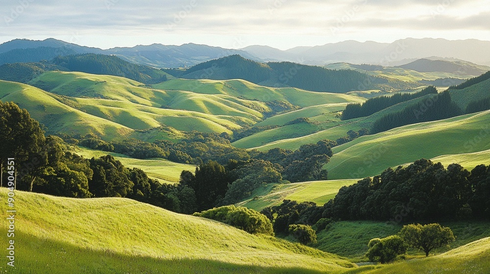 Fototapeta premium Lush green valleys of the Wairarapa