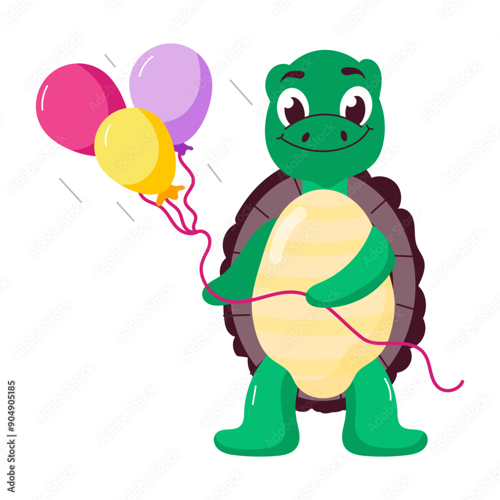 Obraz premium A flat style sticker of turtle balloons