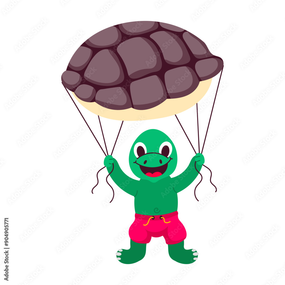 Obraz premium Cartoon style mascot of flying plastron