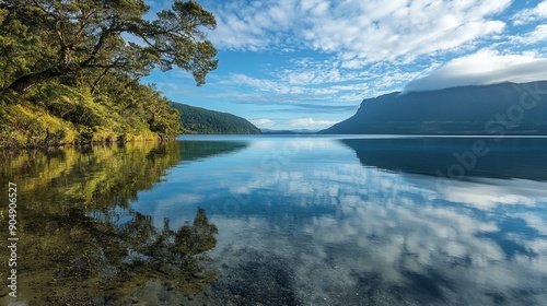 Peaceful waters of Lake Tarawera photo