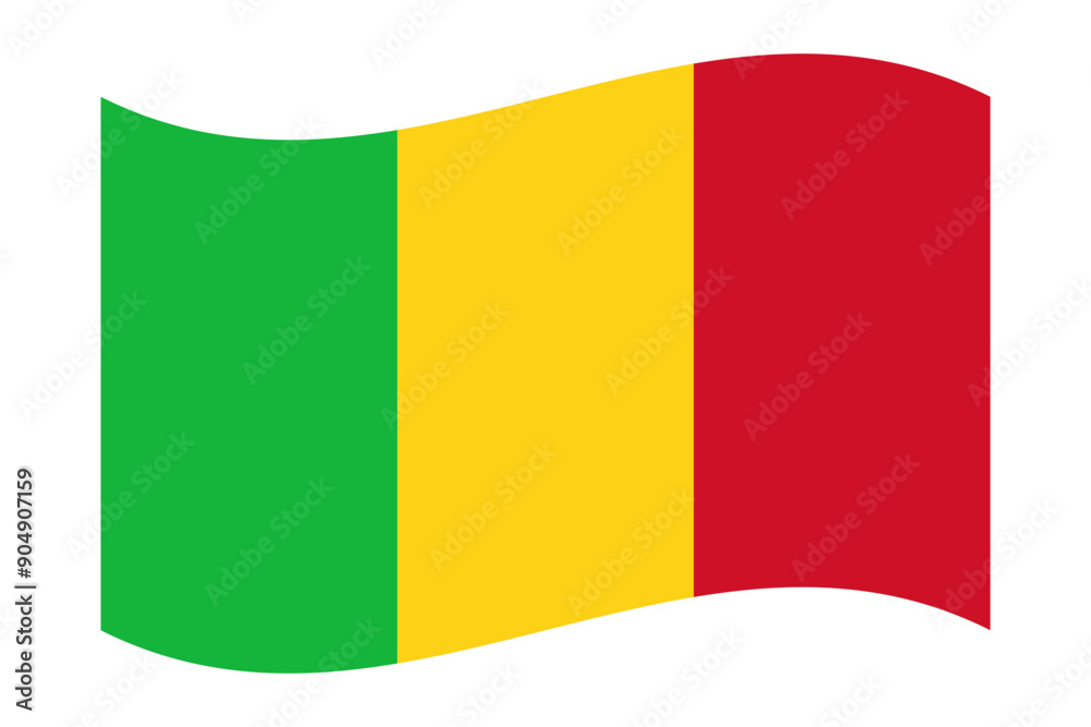 Obraz premium Vector illustration of wavy Mali flag on transparent background