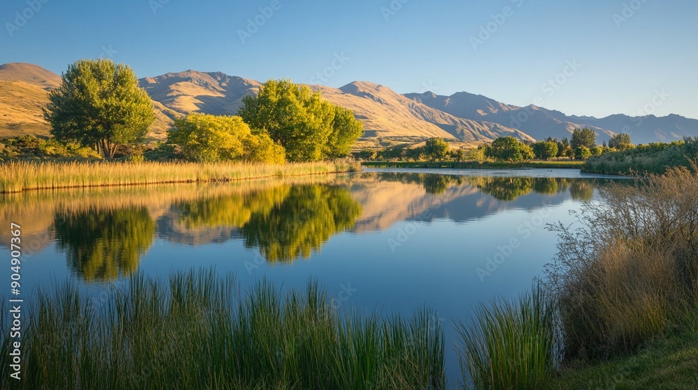 Reflective lakes in the Canterbury region Reflective lakes in the Canterbury region