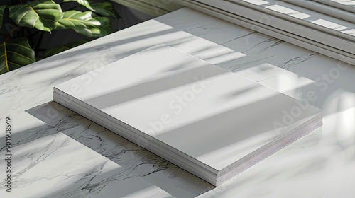 A4 Landscape Horizontal Magazine Brochure 3D Rendering White Blank Mockup