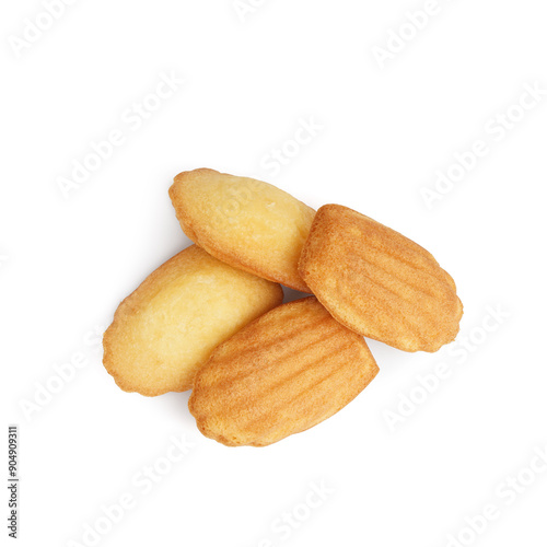 Sweet Madeleine cookies on white background