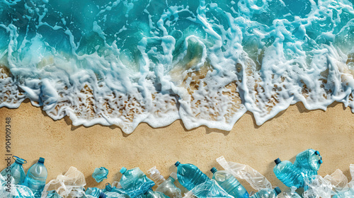 Wallpaper Mural Design a captivating copy space background for Plastic Bag Free Day, highlighting a clean ocean shore with marine life to promote eco-friendly practices and reduce plastic waste Torontodigital.ca