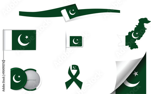 Happy independence day 2024 and Pakistan flags with fully editable vector file.