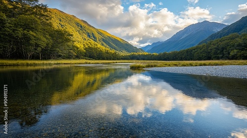 Tranquil river scenes in Nelson Lakes photo