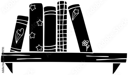 library illustration school silhouette education logo shelf icon book outline bookshelf store literacy knowledge university bookstore learn read bookcase shape college literature study for vector