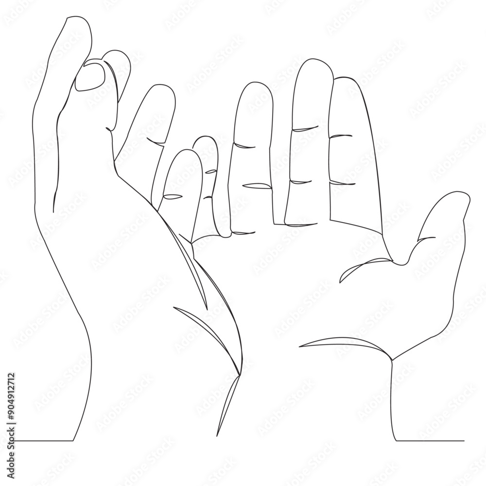 Obraz premium One continuous single drawn line art doodle hand, arm, finger, sign, people. isolated image hand-drawn outline on white background.