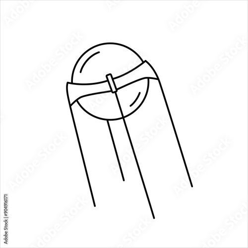 Vector black line illustration of satellite.