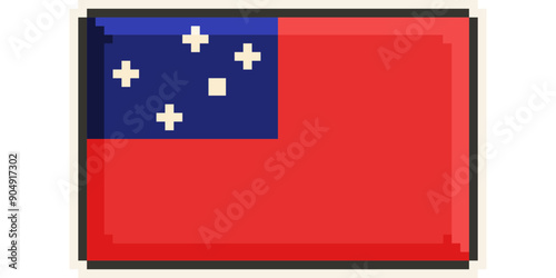 Samoa, Oceania flag, pixelart, retro 8bit game style, vector