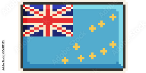 Tuvalu, Oceania flag, pixelart, retro 8bit game style, vector