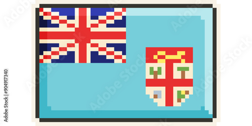Fiji, Oceania flag, pixelart, retro 8bit game style, vector