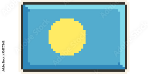 Palau, Oceania flag, pixelart, retro 8bit game style, vector