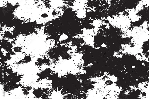 Black and White Abstract Art Seamless Pattern Background with Distressed Grunge Paint Spots